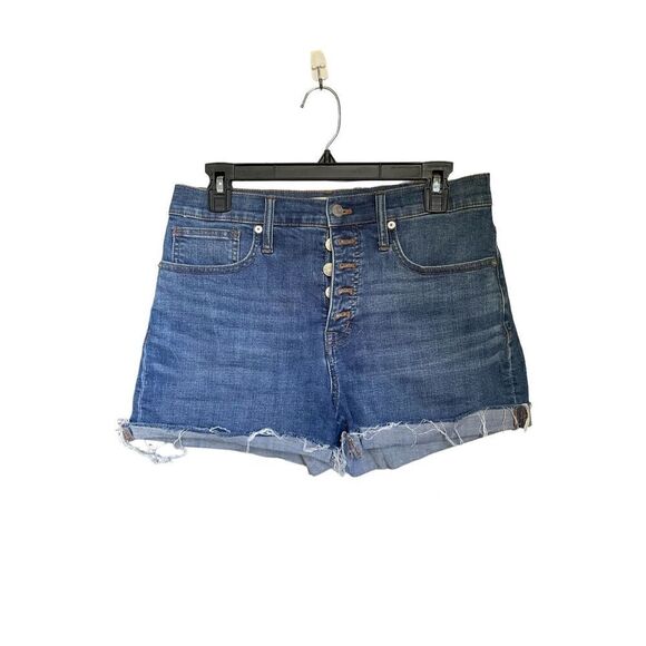Madewell High Rise Denim ShortsSize 26 Buttons Casual Distressed Hem - Picture 9 of 16